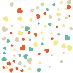 Festive Background with Colorful hearts. Delicate Pattern for Postcard, Print, Banner or Poster. Pretty hearts For Party Decoration, Wedding, Birthday or Anniversary Invitation. Vector
