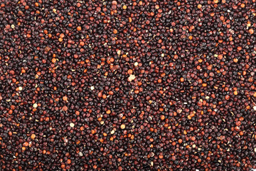 Black quinoa seeds as a background. Top view