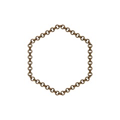 Bronze chain. Isolated on white background.Hexagon frame.