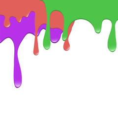 A set of multicolored dripping paints. Vector illustration