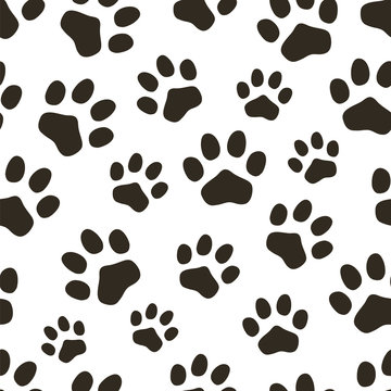 Seamless pattern of dog tracks. Vector illustration.