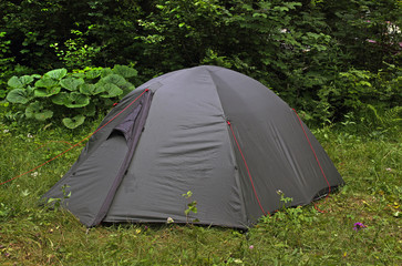 Close-up of a tourist tent