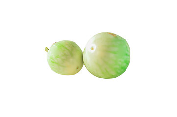 Eggplant was placed on a white background.