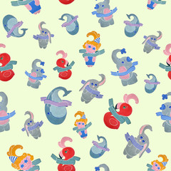 Mom's Day seamless pattern on a yellow background