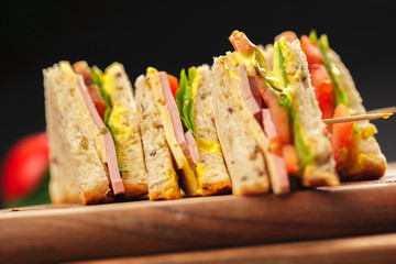 sandwich on a wooden table