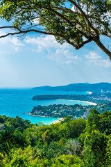 Fototapeta na wymiar Tropical beach skyline at Karon view point in Phuket, Thailand