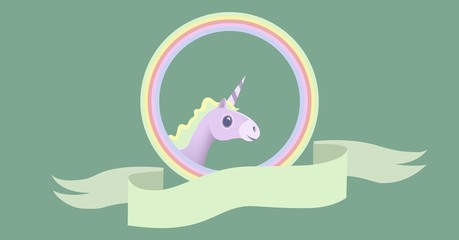 Unicorn rainbow circle banner © vectorfusionart