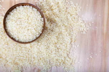 Raw  steamed rice in a bowl