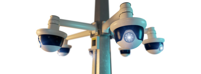 Street security cctv camera isolated on a background - 3d rendering