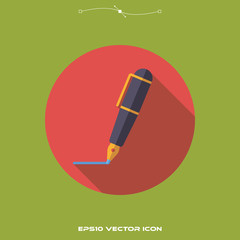 Fountain pen flat design long shadow icon