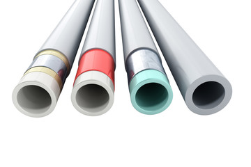 Fototapeta premium different plastic water pipes in layers 3d render on white