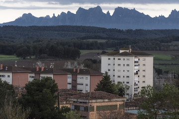 View of the Montserrat Mountain from Manresa