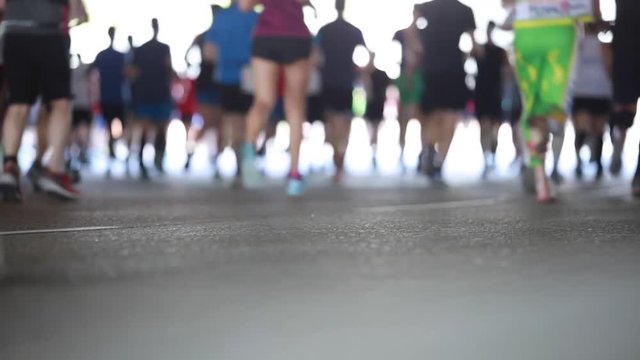 marathon runners in the city