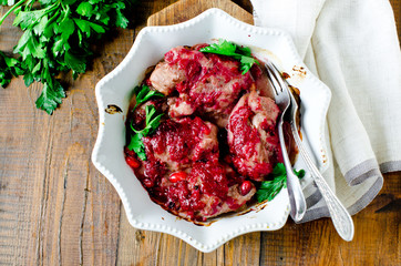 Chicken (turkey) baked in cranberry sauce