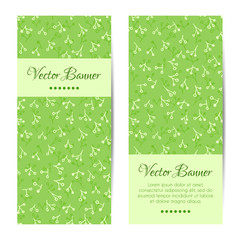 Vector vertical banner. Green floral pattern