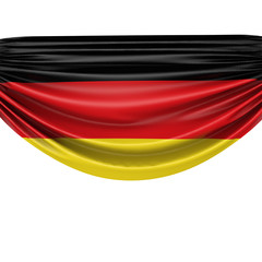 Naklejka premium Germany national flag hanging fabric banner. 3D Rendering