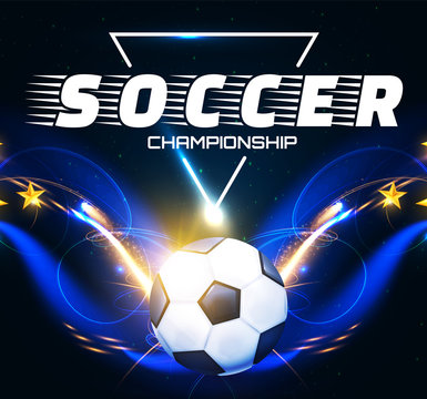 Soccer Ball with Light Effects. Football Power Design.