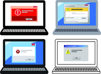 Notebook PC Error Illustration set