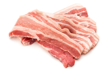 Meat pork slices isolated on the white background.