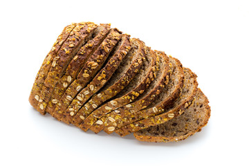 Whole wheat bread isolated on white background.