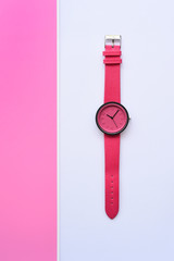 close up of pink wristwatches for background