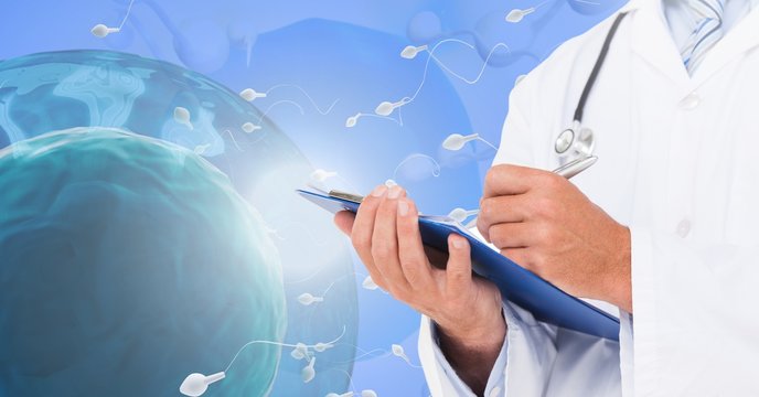 Doctor with sperm reproduction ovary for family planning