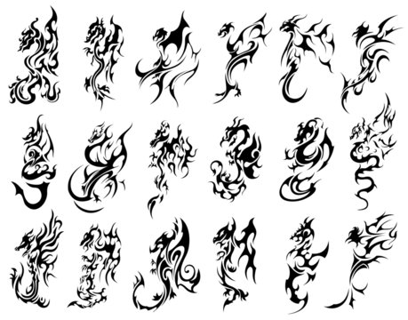 tattoo salon chinese dragons east legends mythology stickers big set