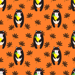 Cute bear and pineapple seamless pattern