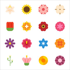 flower geometric icons vector flat design illustration set 