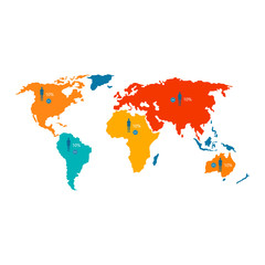 Fototapeta na wymiar World Map with Statistical Data about Population