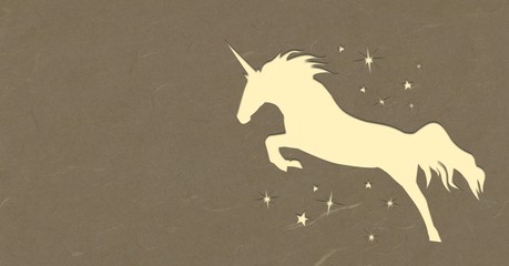 Unicorn paper cut out with stars © vectorfusionart