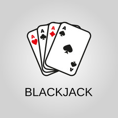 Blackjack icon. Blackjack symbol. Flat design. Stock - Vector illustration