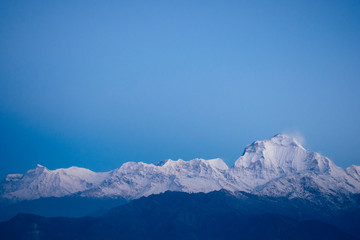 beautiful view of the landscape of the Himalayan mountains. Snow-covered mountain peaks. trekking concept in the mountains