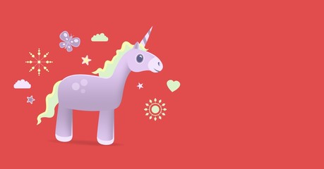 Unicorn illustration with empty space