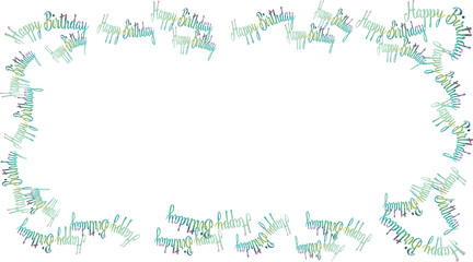Frame from the inscription, text - Happy birthday - watercolor stains of green, blue, lilac color on white background