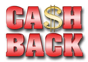 Stock Illustration - Shiny MetallicRed  Text: CASH BACK, 3D Illustration, Isolated Against the Gradient Background.