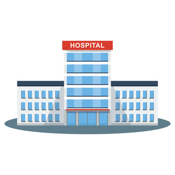 Vector hospital building. Medical concept, emergency icon. Cartoon flat illustration. Objects isolated on background.