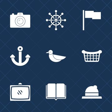 Premium set with fill icons. Such as television, navigation, animal, ship, bird, white, anchor, nautical, helm, camera, basket, tv, room, textbook, store, sign, picture, photographer, education, style