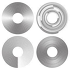 Set of concentric circles geometric element. Vector illustration
