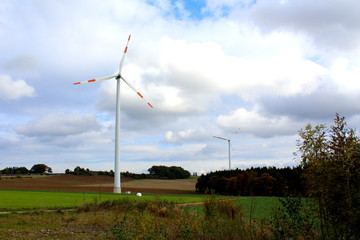 Fototapeta premium wind turbines on a field