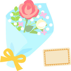 バラの花束とメッセージカード