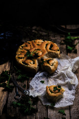 Wild nettle  whole wheat kissed buns. Style rustic.