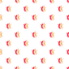 Seamless pattern of cartoon dancing abstract characters