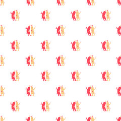 Seamless pattern of cartoon dancing abstract characters