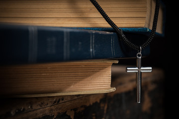 regilion concept with cross object. christian background