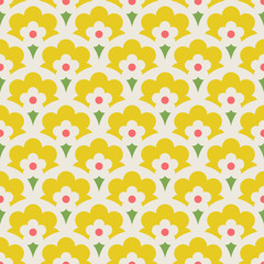 seamless retro pattern with floral elements - 201997312