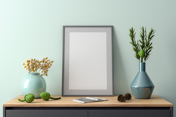 Mockup Poster in the interior, 3D illustration of a modern design