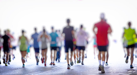 marathon runners in the city