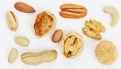 Realistic 3D Render of Nuts Collection