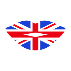 Bright flat vector banners with lips for English language learning. Courses of foreign language, schools for studying British pronunciation. Information for site, social network, poster and flyer.